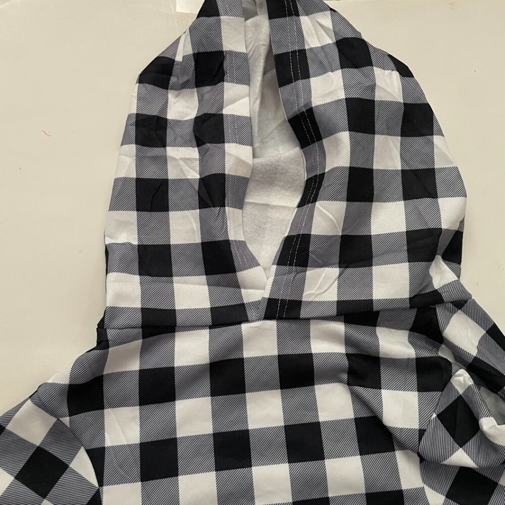Buffalo Check Oversized Dog Onesie Hoodie